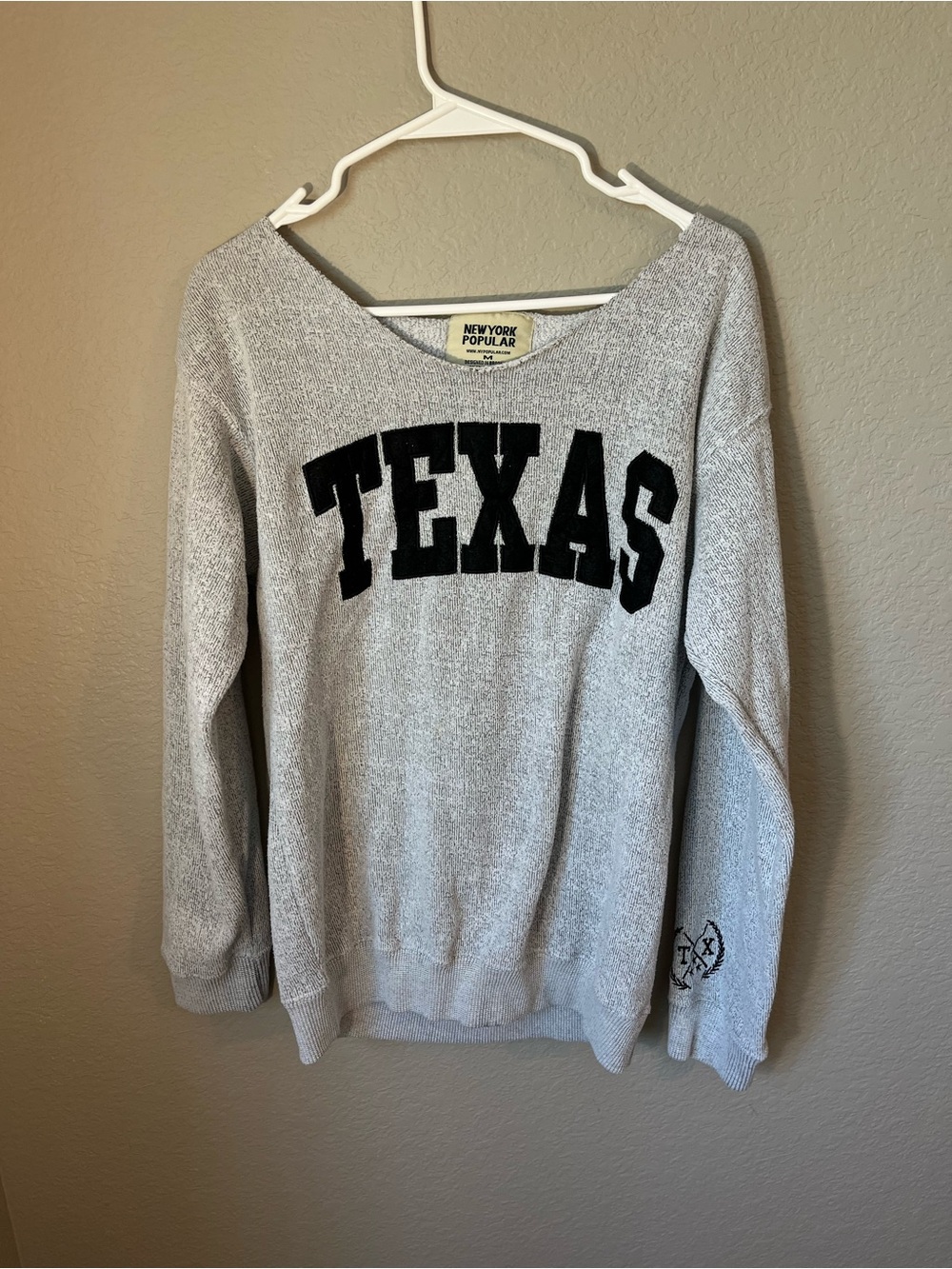 New York Popular Texas Oversized Sweatshirt Medium Gray Black Varsity Collegiate